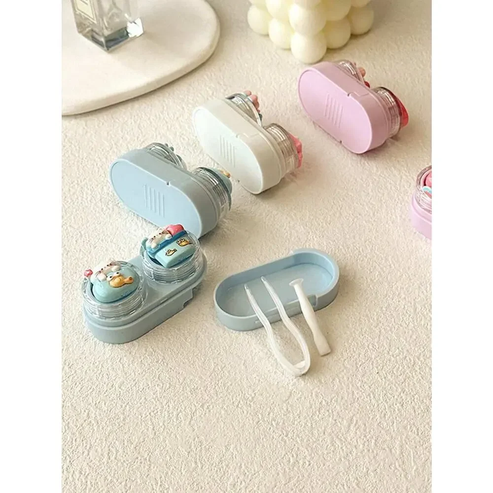 3x Kitty Cat Portable Travel Contact Lens Case Contact w/ tweezer & applicator